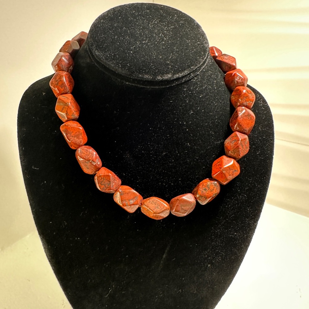 Red natural stone necklace